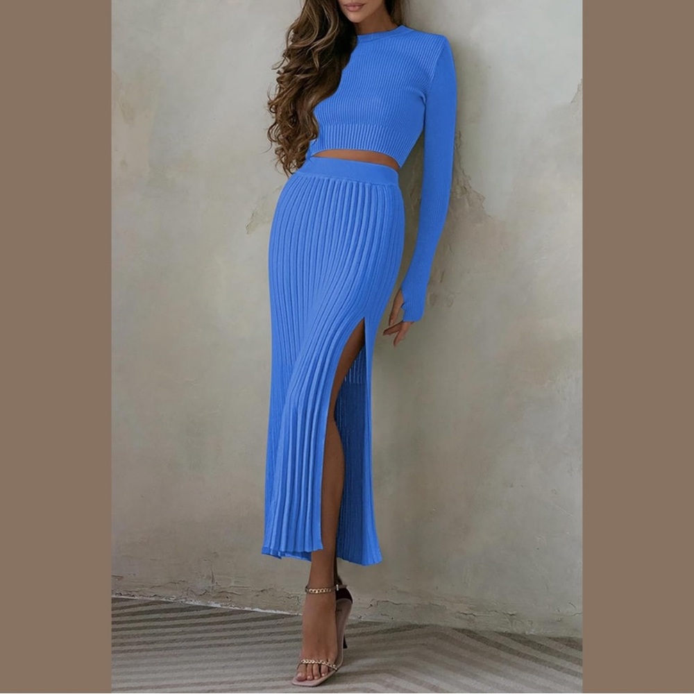 Blue Sweater Dress Set